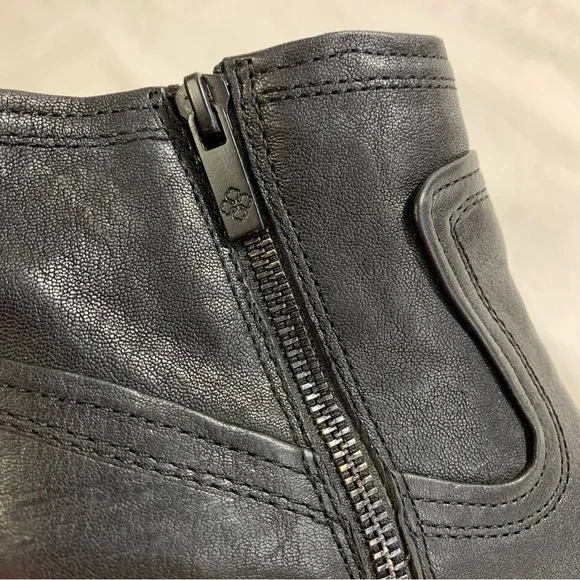 Arturo Chiang Black Leather Boots chunky heel, block heel, zipper, western, 6 - Picture 7 of 16